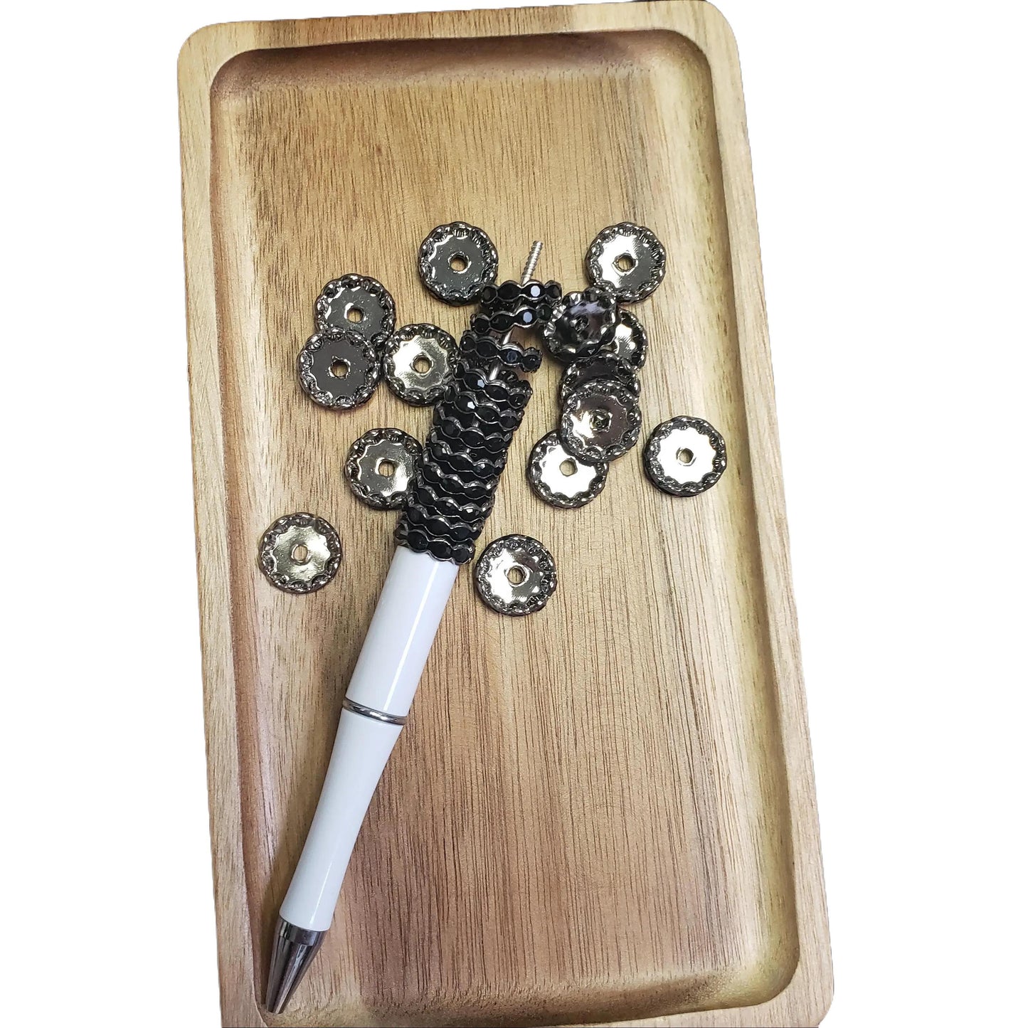 DIY SPACERS - 15mm Gun Metal Grey w/ Black Rhinestones Spacers