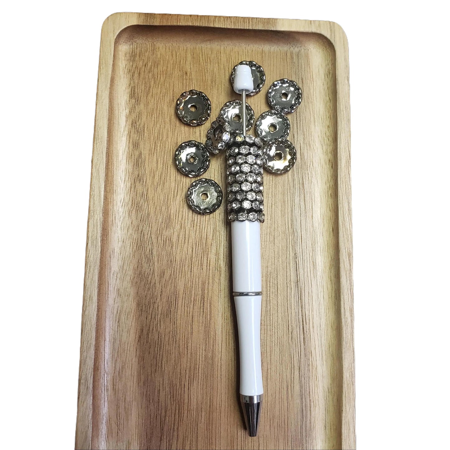 DIY SPACERS - 15mm Gun Metal Grey w/ Clear Rhinestones Spacers