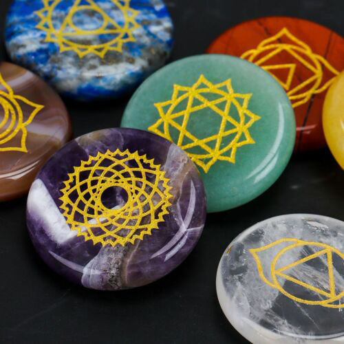 Healing Energy Chakra Chips and Etched Stones Set