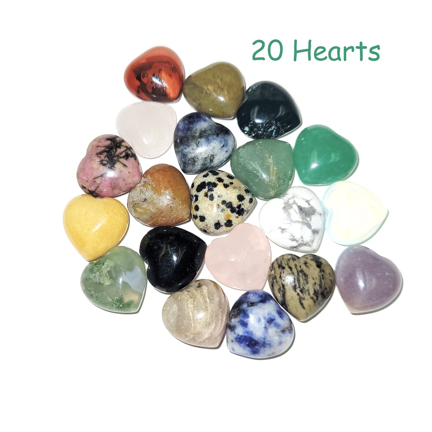 20 natural stone mini hearts
