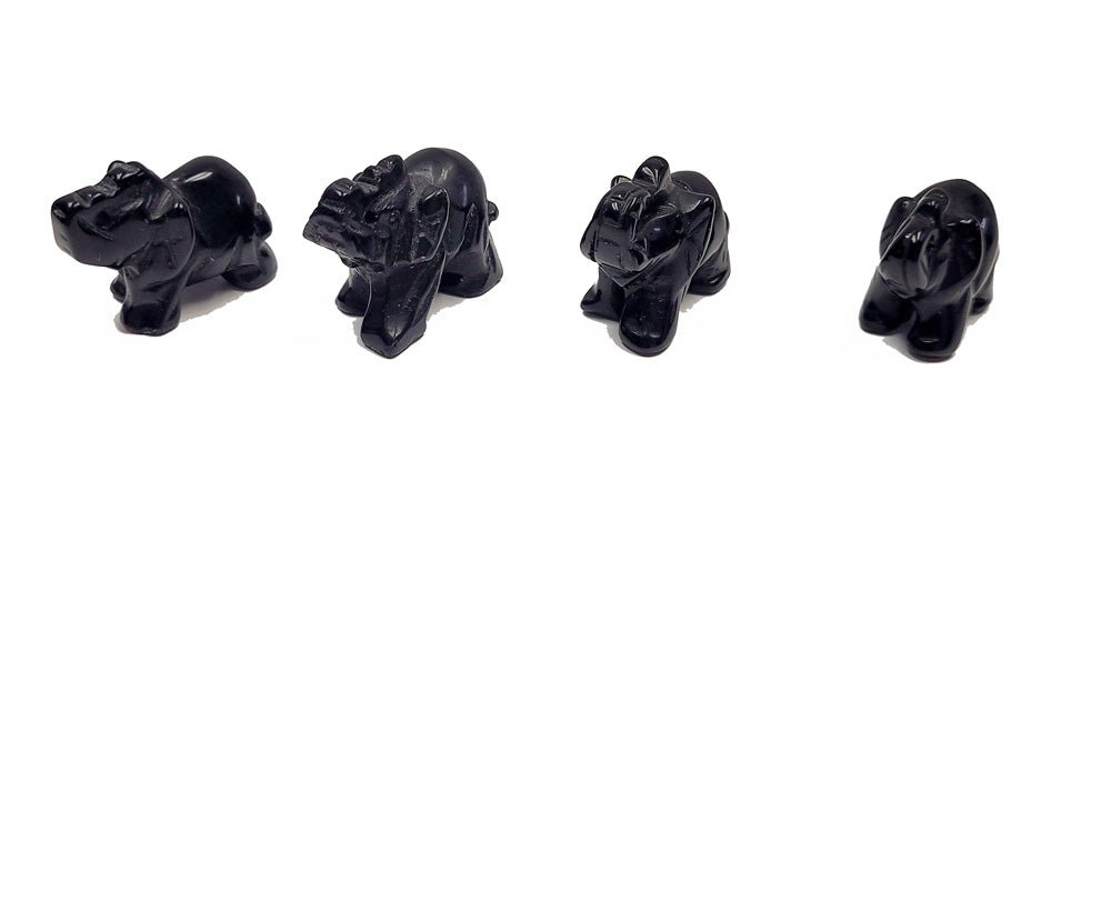 obsidian animal carvings elphants