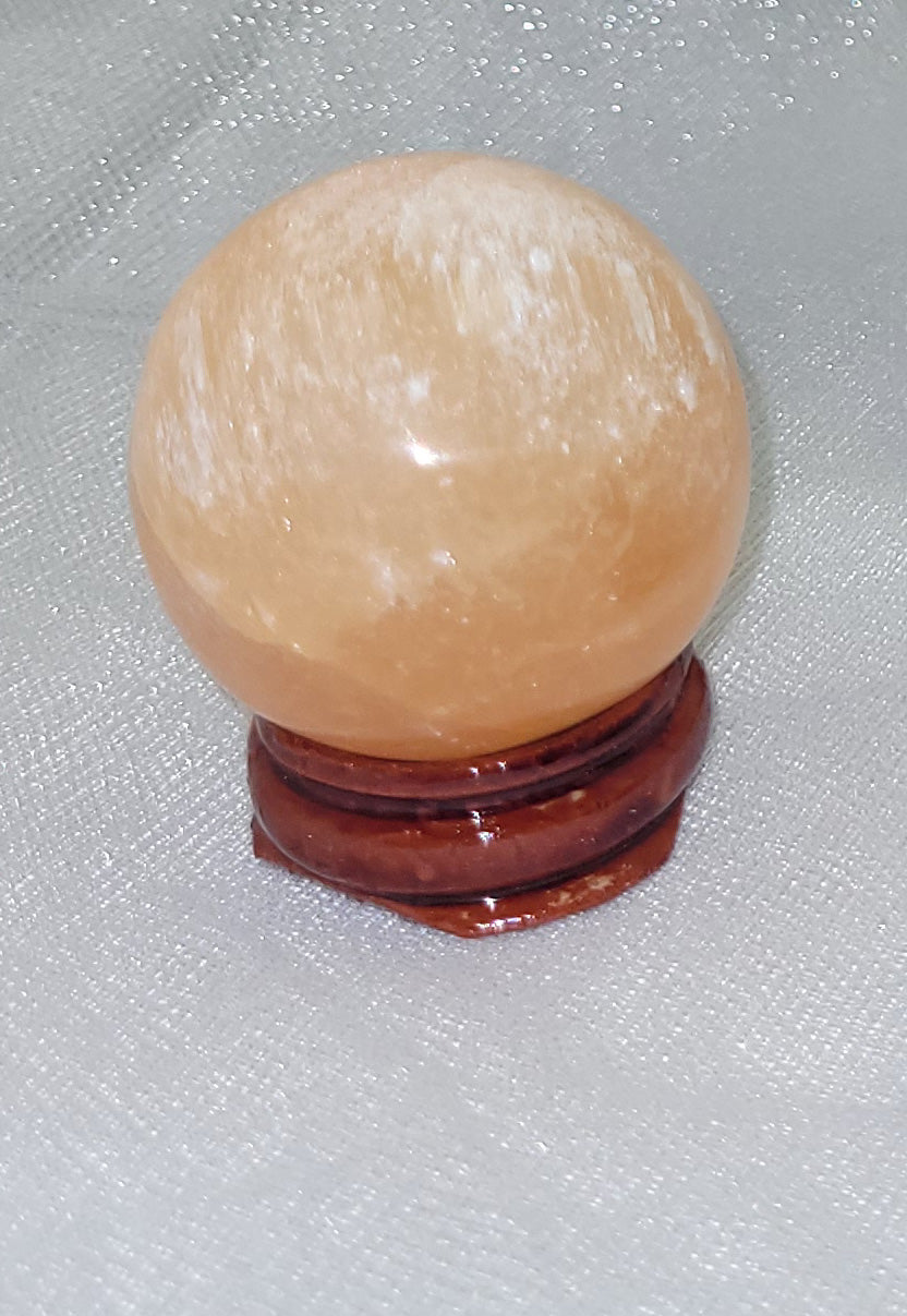 flashy peach selenite sheres