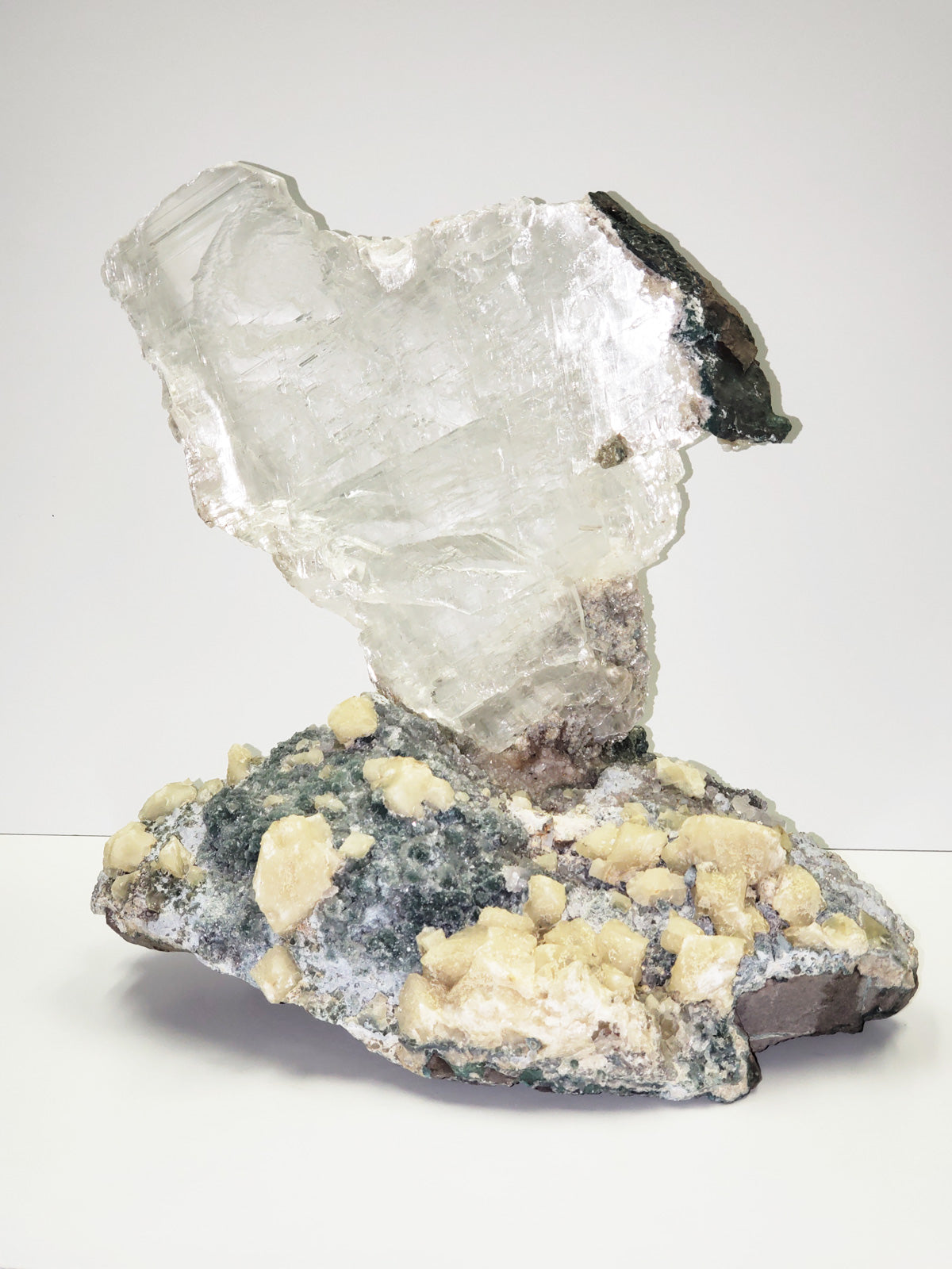 Huge Selenite Sculpture on Quartz