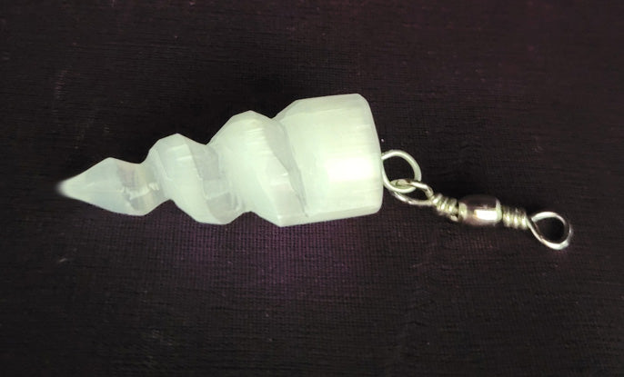 selenite unicorn horn pendant