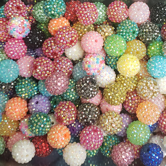 BEADS - 20mm Bubblegum Rhinestone Bead Variety Color Pack - 15pcs - Fits Beadable Pens